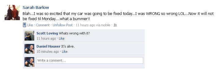 car is alive